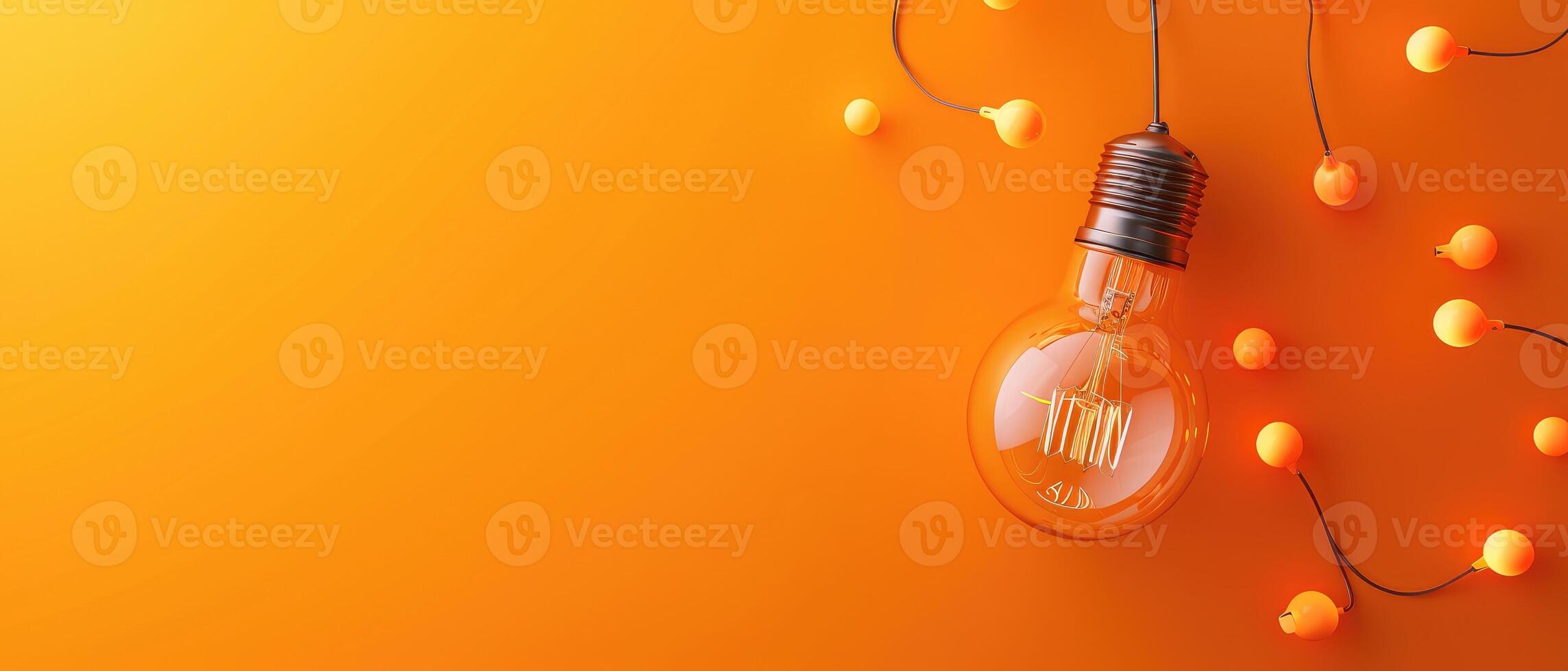 AI generated Creative idea theme showcased against an orange backdrop, Ai Generated. photo