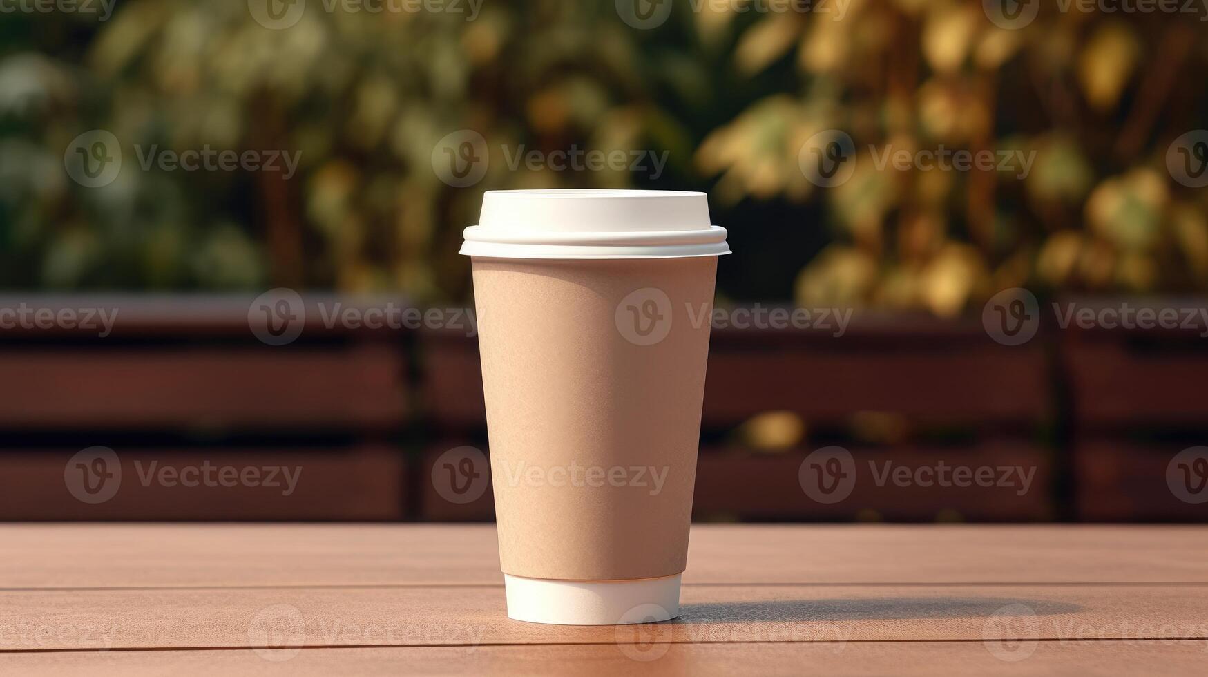 AI generated A cup of coffee on a wooden table, Ai Generated photo
