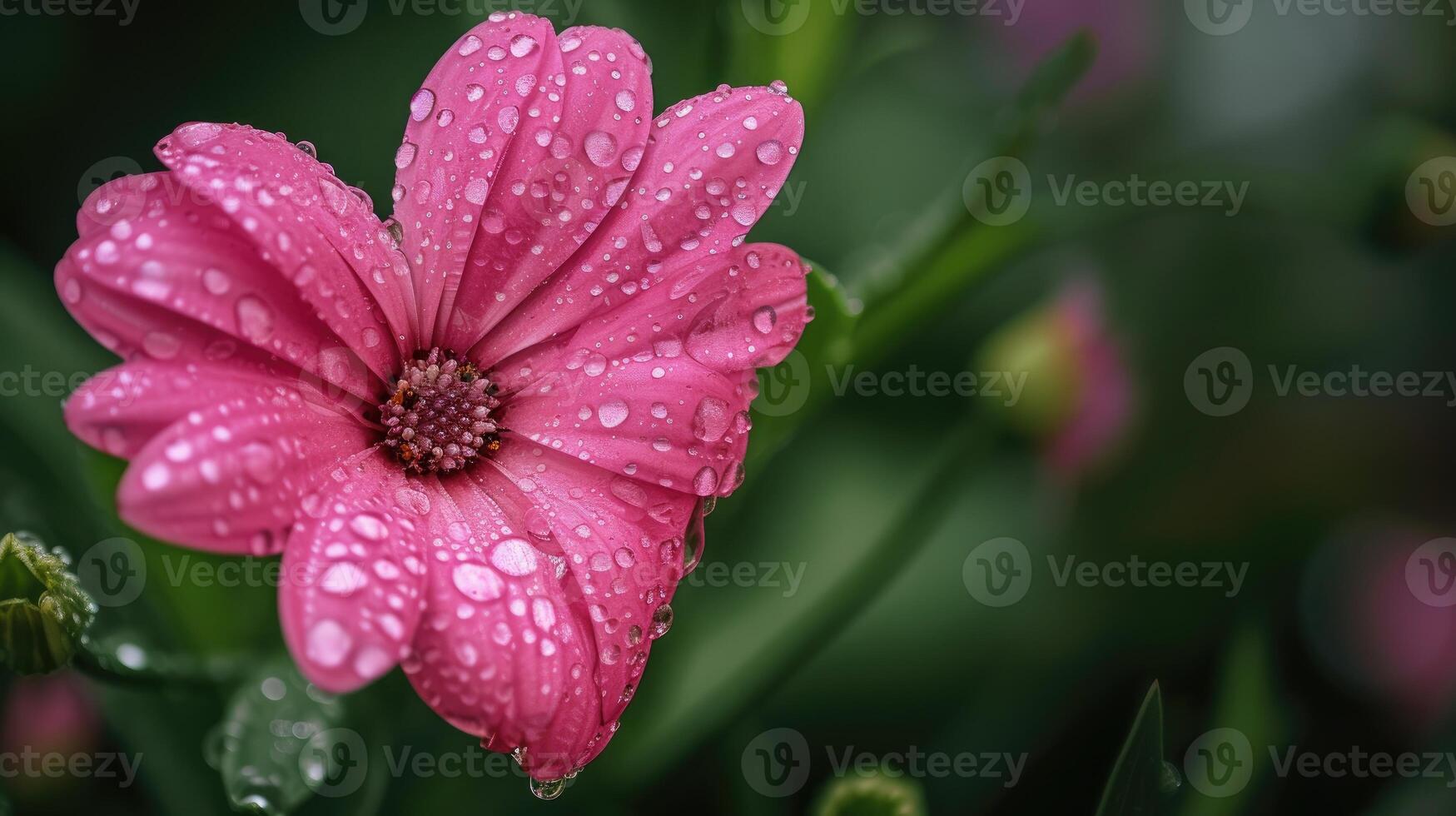 AI generated Behold a lovely pink heart-shaped flower adorned with delicate raindrops, a nature's romantic tableau. Ai Generated. photo