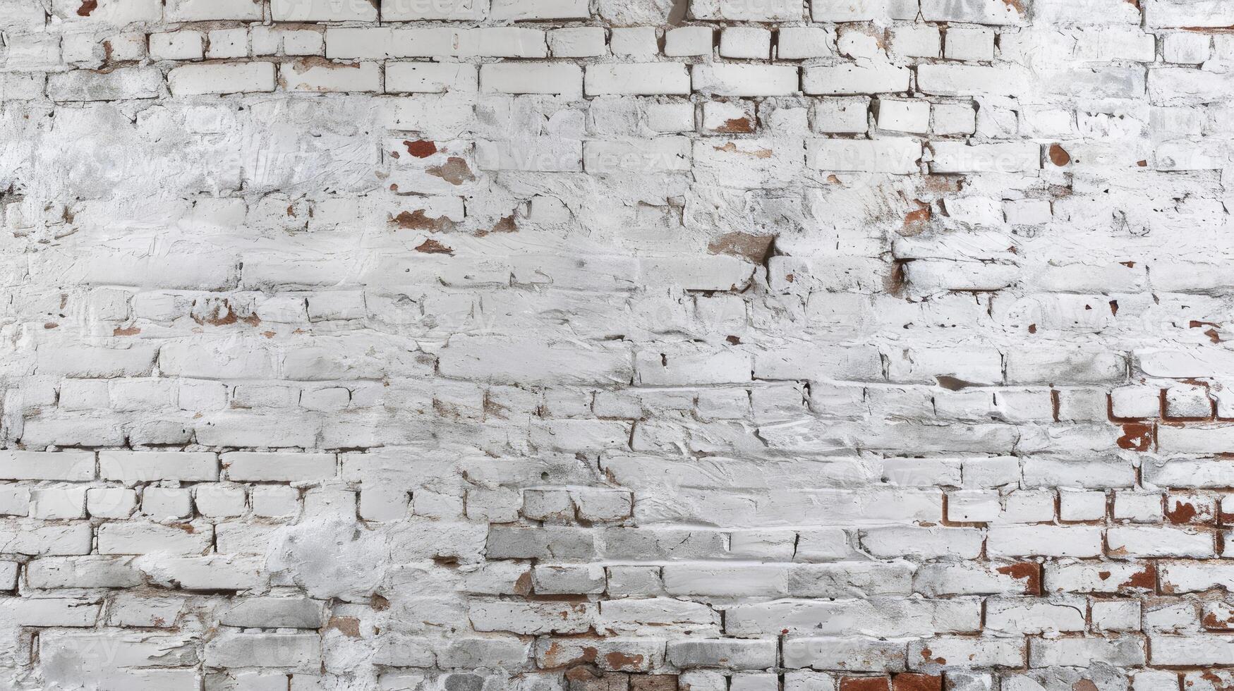 AI generated An extra-wide format white-washed brick wall, exuding a rustic and spacious charm, Ai Generated. photo