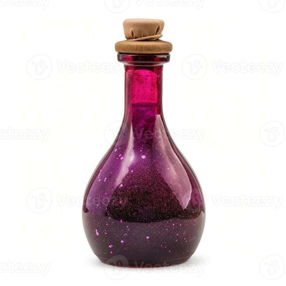 AI generated Mystical magic potion in a bottle isolated on a white background, Ai Generated. photo