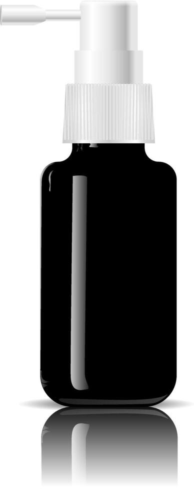 negro vaso hidratado rociar cosmético botella burlarse de arriba. vector ilustración. blanco modelo para tu diseño. dispensador rociar inhalador tapa envase. aislado médico producto.