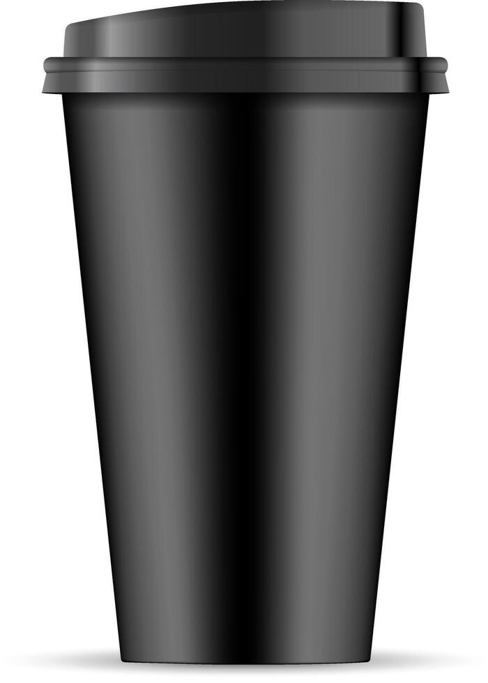 negro papel café taza aislado en blanco antecedentes. 3d realista café taza Bosquejo. eps10 vector modelo diseño ilustración.