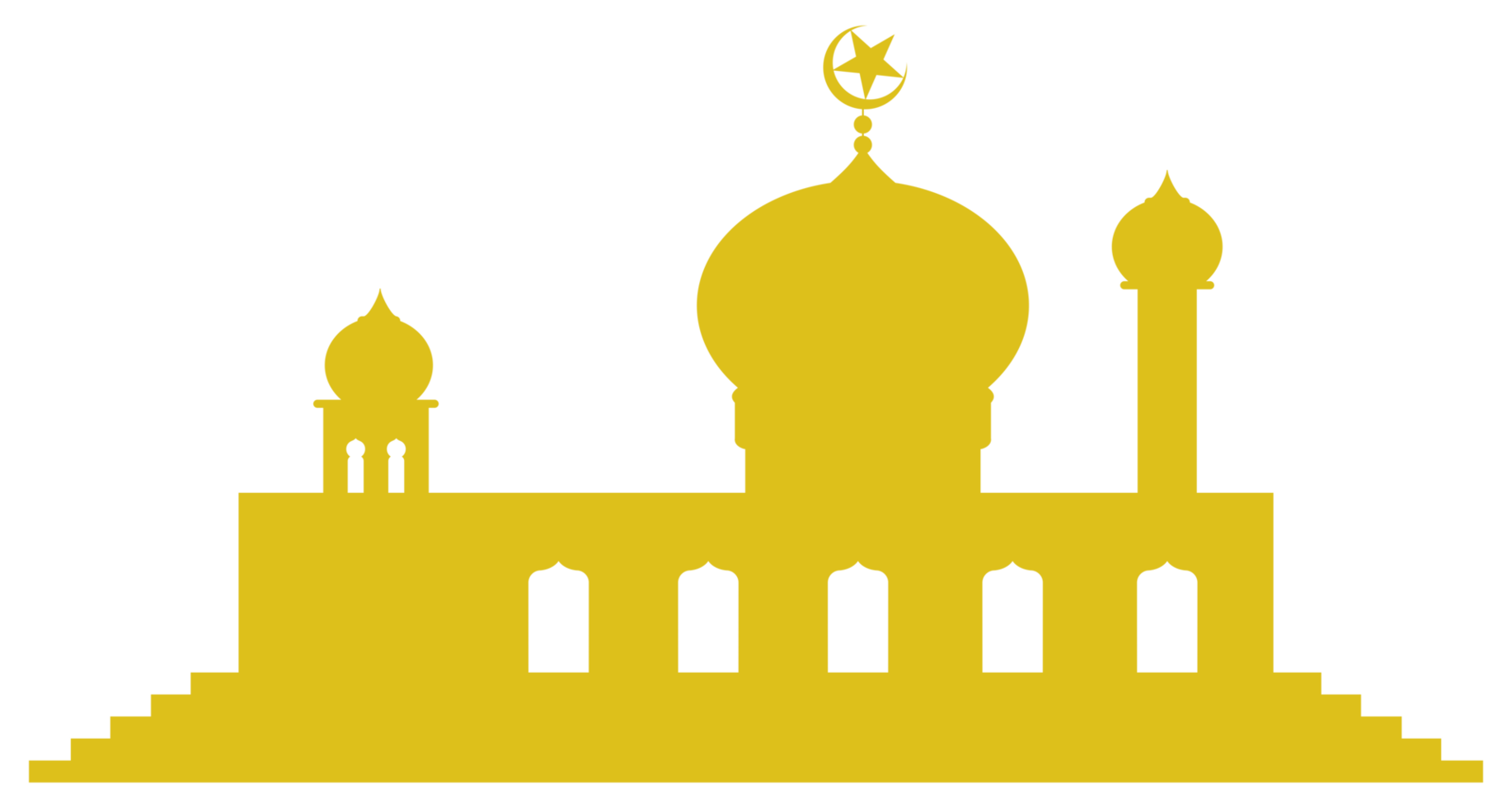 Mosque Silhouette, Flat Style. can use for Art Illustration, Decoration, Wallpaper, Background, Apps, Website, Logo Gram, Pictogram, Greeting Card or for Graphic Design Element. Format PNG