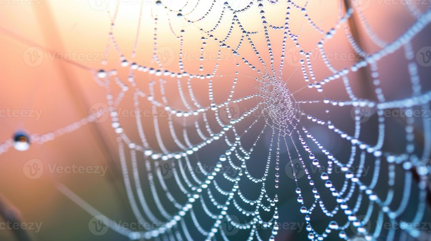 AI generated Marvel at the intricate beauty of a spider web adorned with glistening water droplets, nature's delicate artistry. Ai Generated. photo