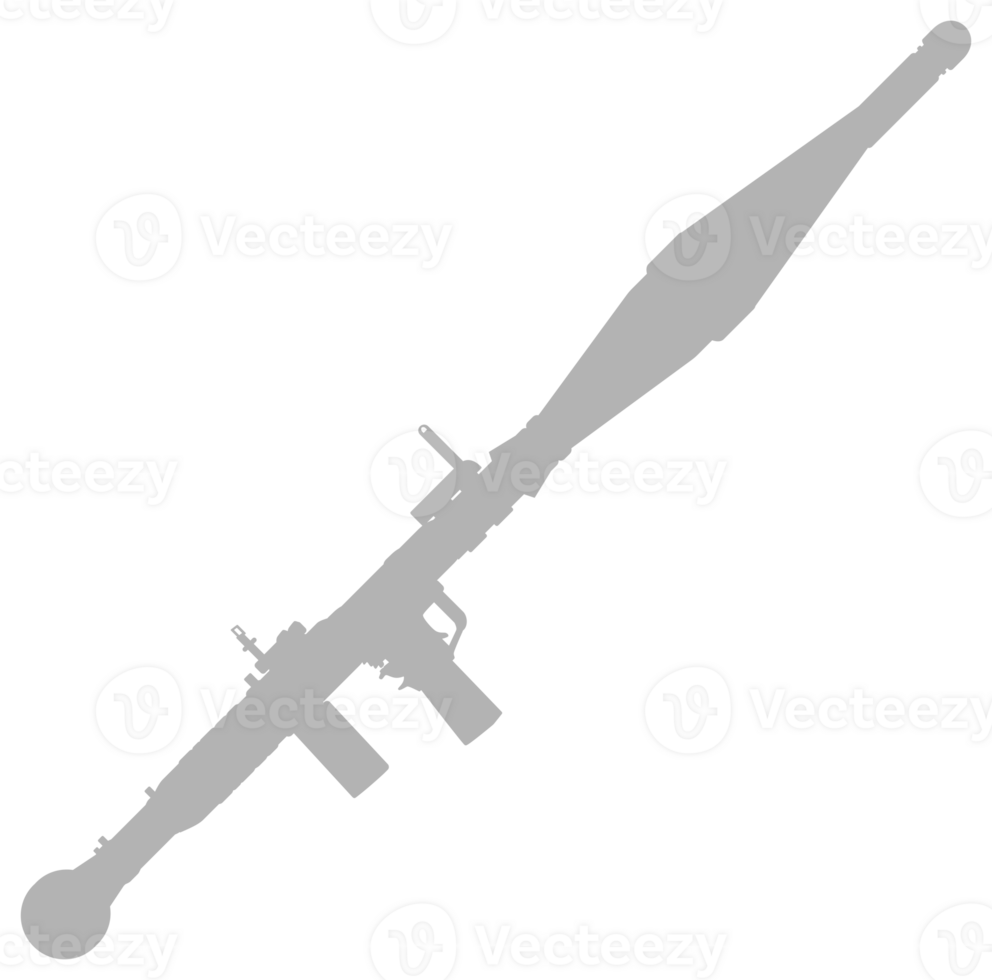 silhouette di il bazooka o razzo launcher arma, anche conosciuto come razzo spinto granata o gioco di ruolo, piatto stile, può uso per arte illustrazione, pittogramma, sito web, Infografica o grafico design elemento png