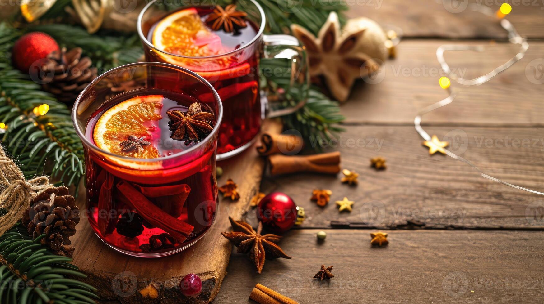 AI generated Christmas Symphony Mulled Red Wine, Spices, Fruits, Ai Generated photo