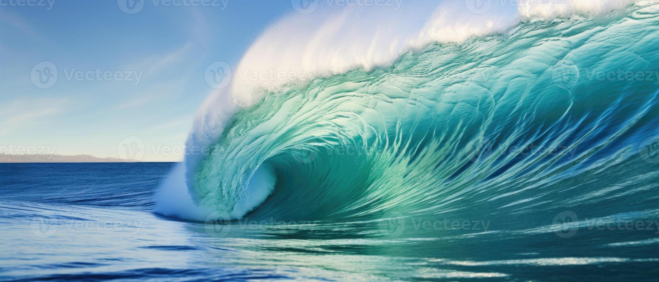 AI generated Witness the elegance of a beautiful ocean wave shaping a tube, nature's aquatic artistry. Ai Generated. photo