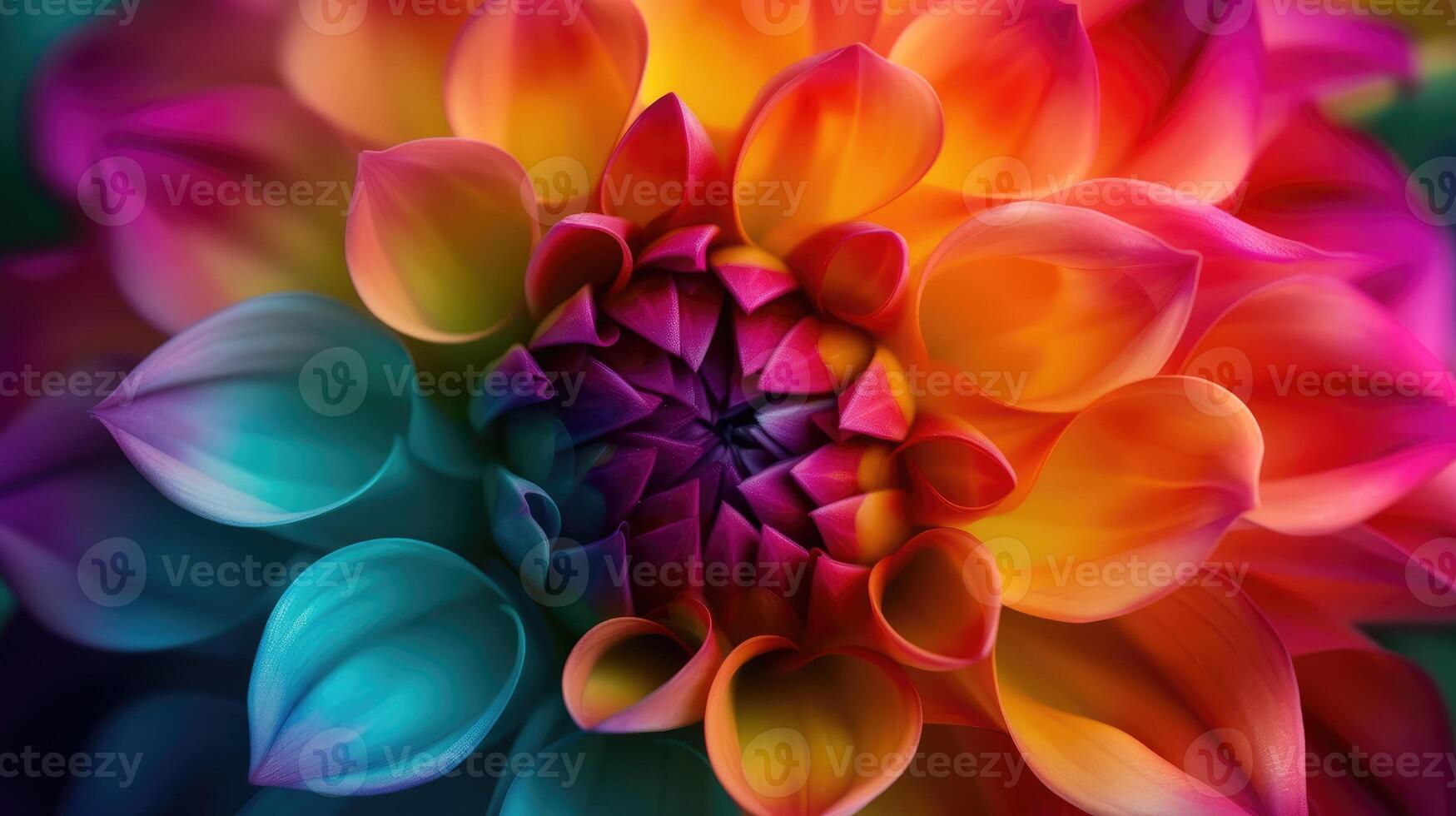 AI generated Close-up of a multi-colored flower with abundant petals, a stunning floral display, Ai Generated. photo