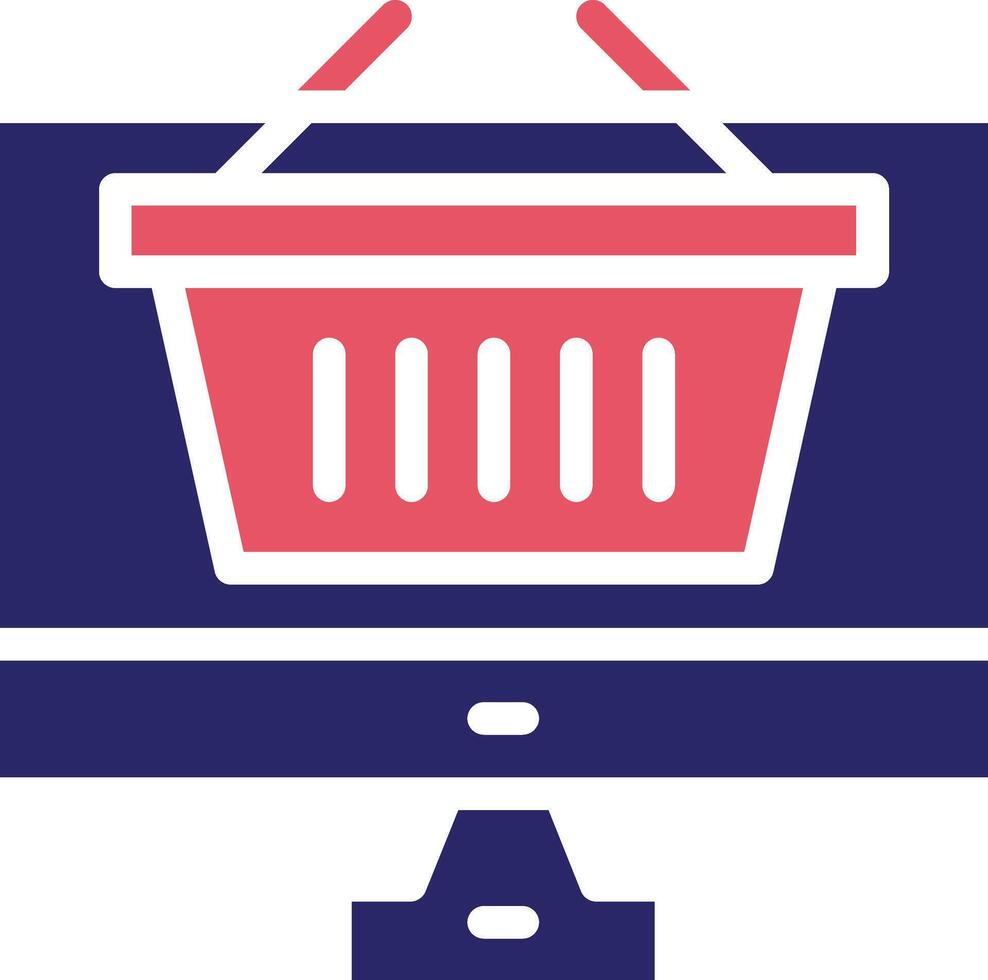 icono de vector de cesta de compras en línea