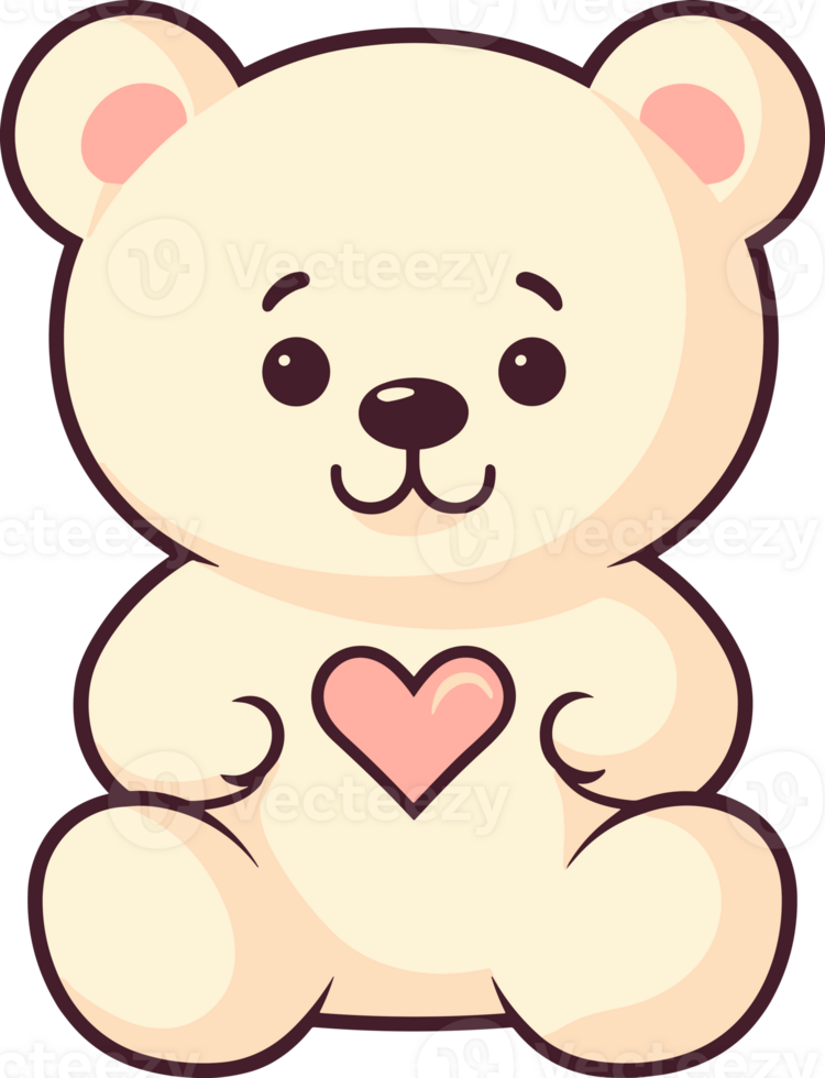 Cream Teddy Heart Embrace png