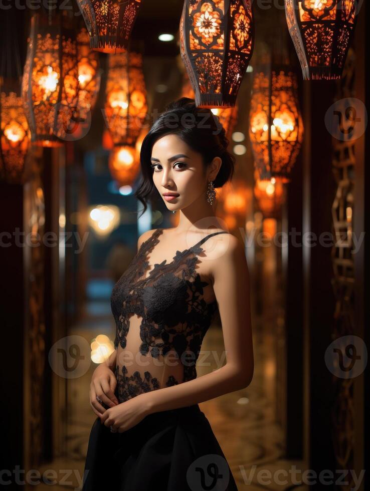 AI generated Chinese woman in traditional attire, her face echoing cultural depth, Ai Generated photo