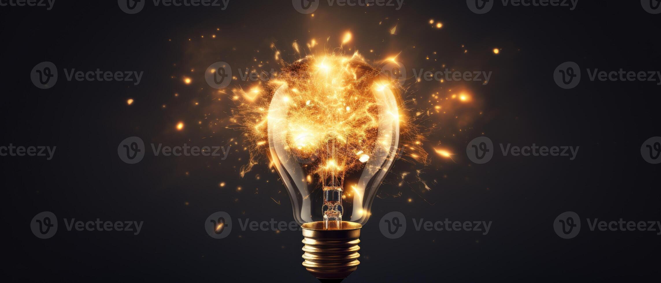 AI generated A shining light bulb bursting with creative ideas, embodying the concept of boundless inspiration, Ai Generated. photo