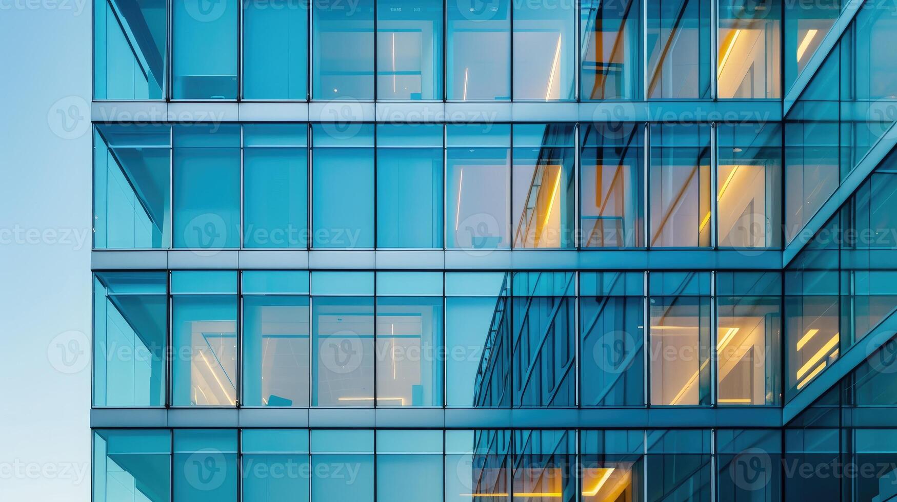 ai generado un edificio con un vaso fachada presentando un abundancia de ventanas, un moderno arquitectónico maravilla. ai generado foto