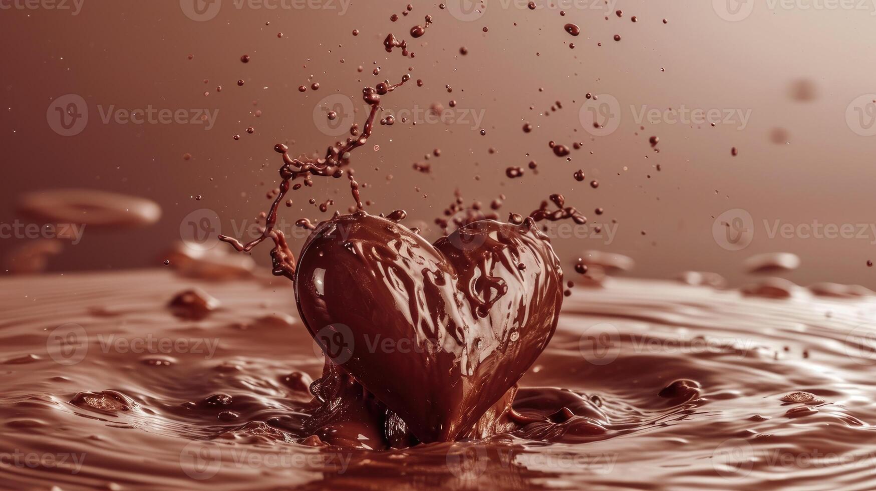 AI generated A chocolate heart-shaped splash, a romantic and symbolic food representation for Valentine's Day, Ai Generated. photo