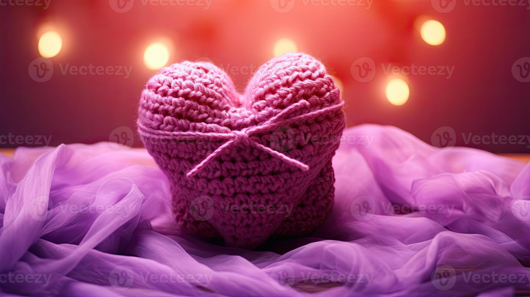 AI generated A Picture of a Crocheted Cute Heart, Ai Generated photo