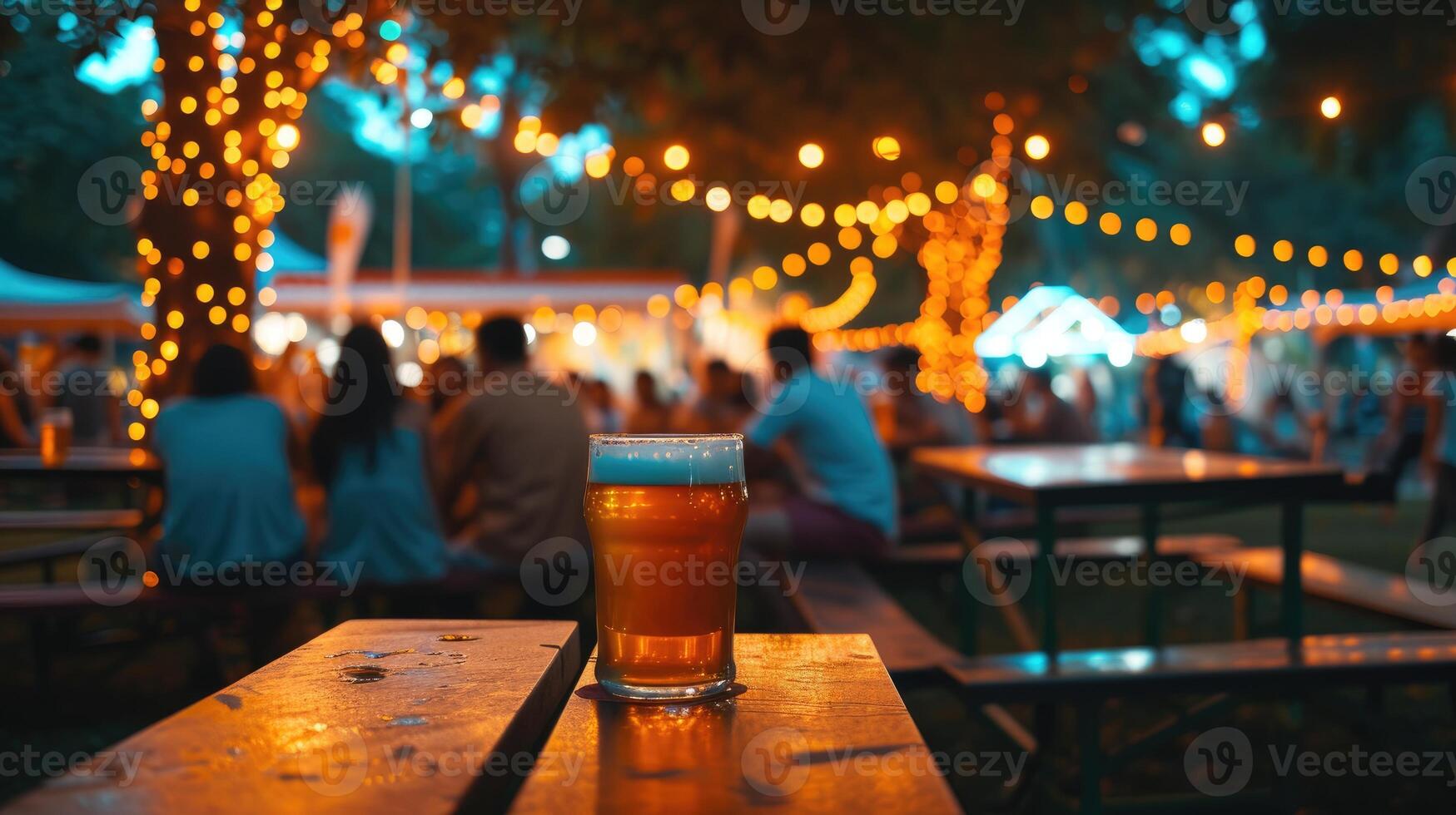 ai generado animado calle bar ambiente con bokeh fondo, Perfecto para al aire libre comida. ai generado foto