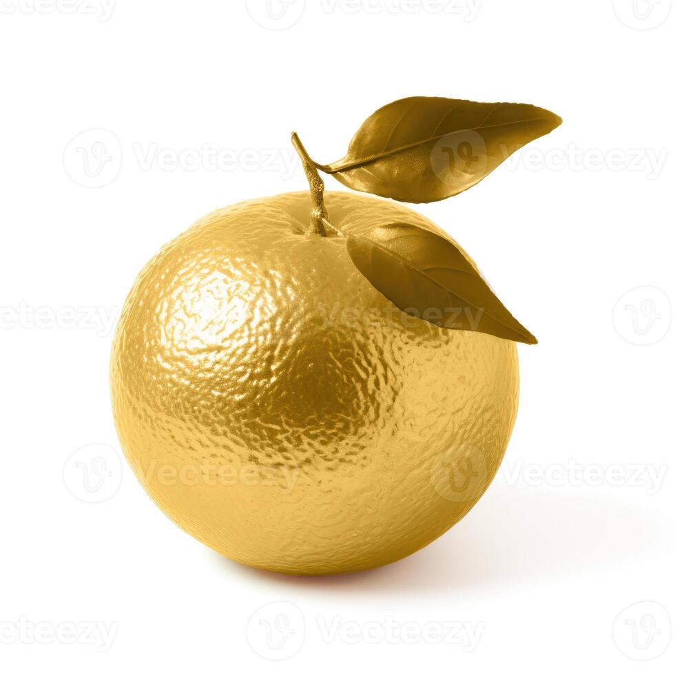 AI generated A solid gold satsuma against a white background, radiating luxury, Ai Generated photo