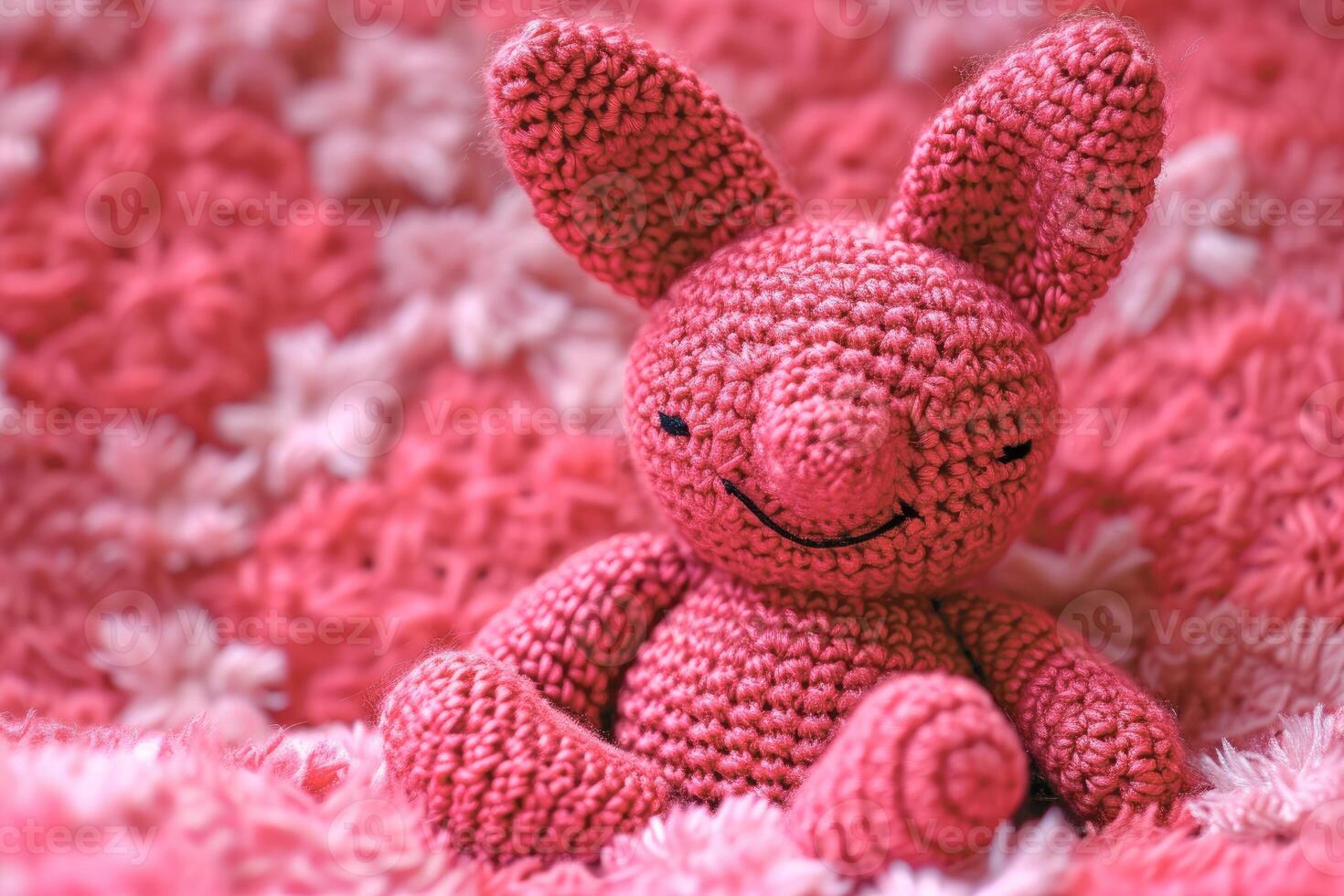 AI generated A Picture of a Crocheted Cute Pig, Ai Generated photo