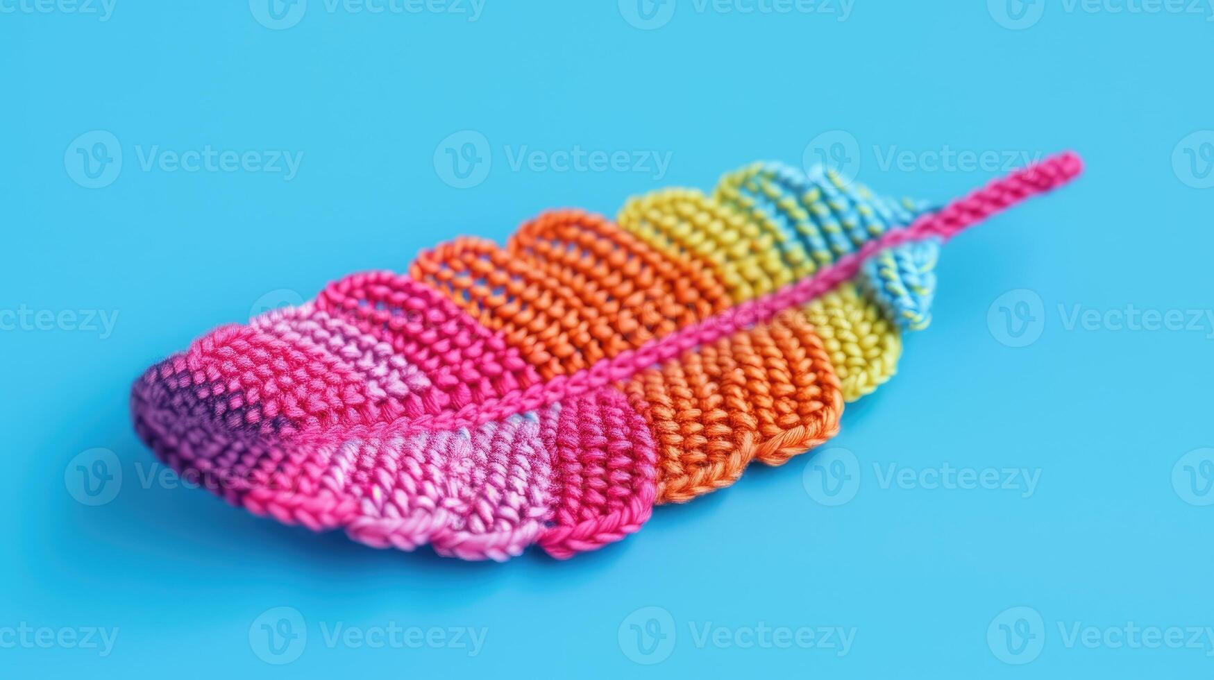 AI generated Crocheted sea feather toy vibrant backdrop, handcrafted and adorable, Ai Generated photo