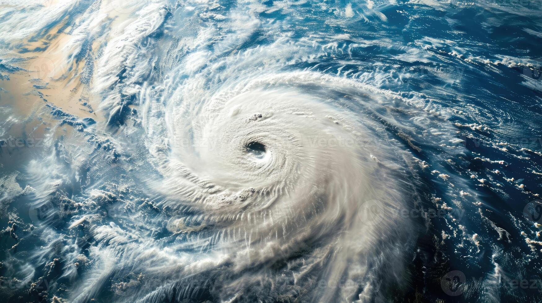 AI generated A satellite view captures the immense power of a tropical cyclone, Ai Generated. photo