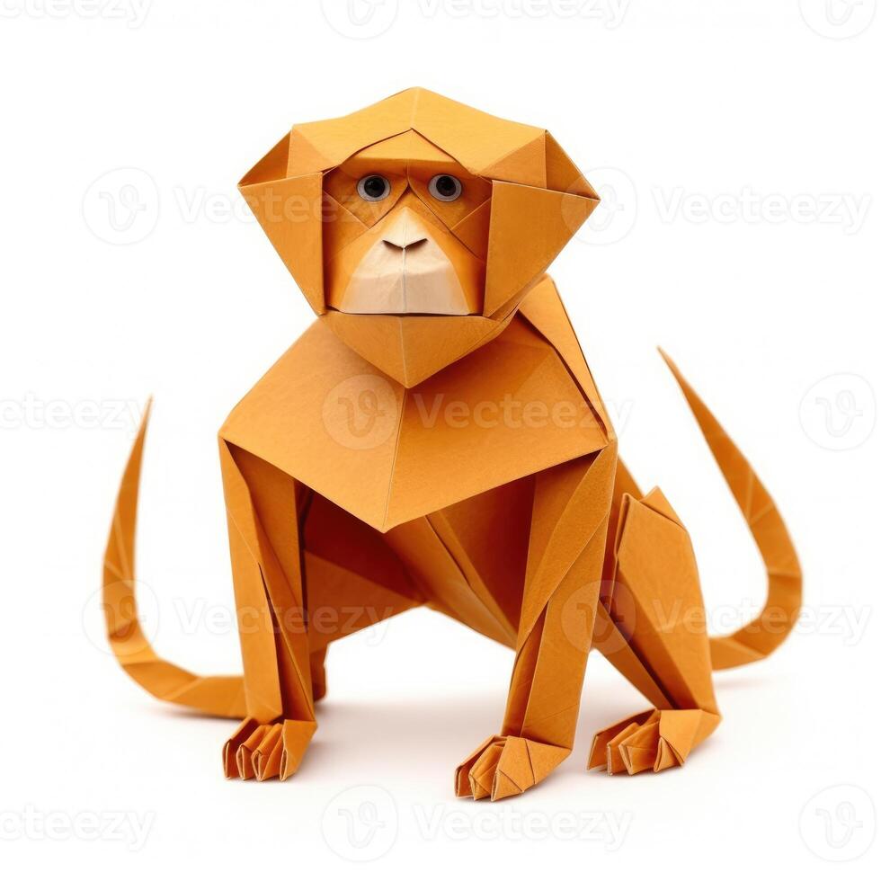 AI generated Colorful Origami monkey, Unique Paper Polygon Artwork, Ideal Pet Concept, Ai Generated photo