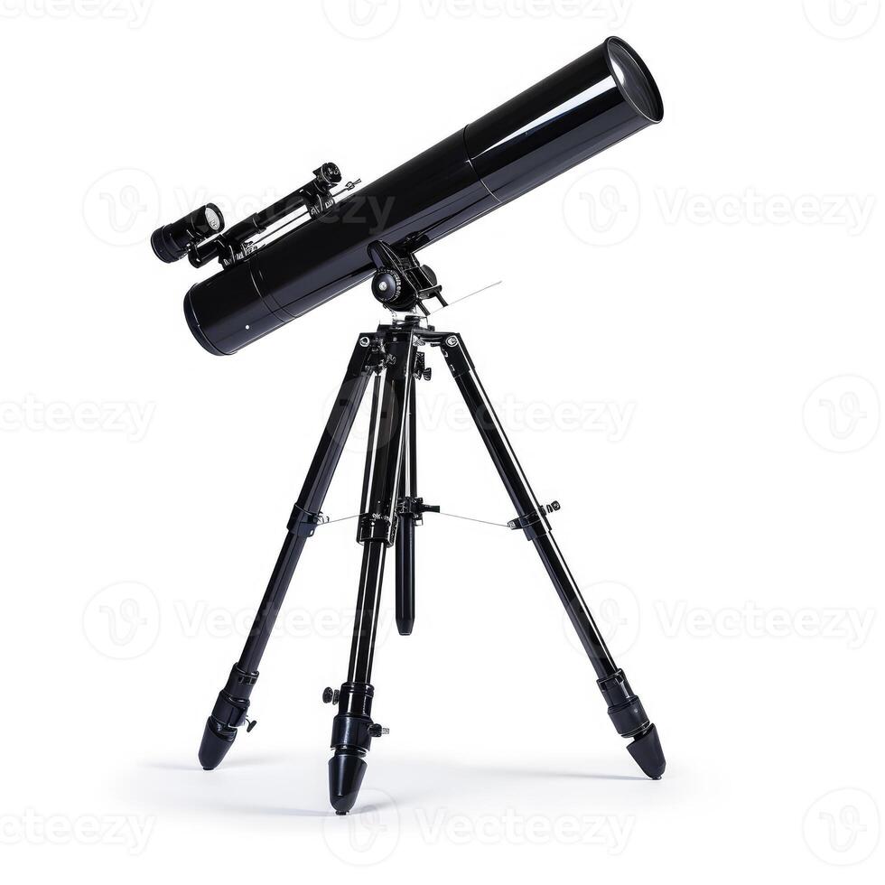 AI generated Modern hobbyist telescope for observing the night sky isolated on white background, Ai Generated. photo