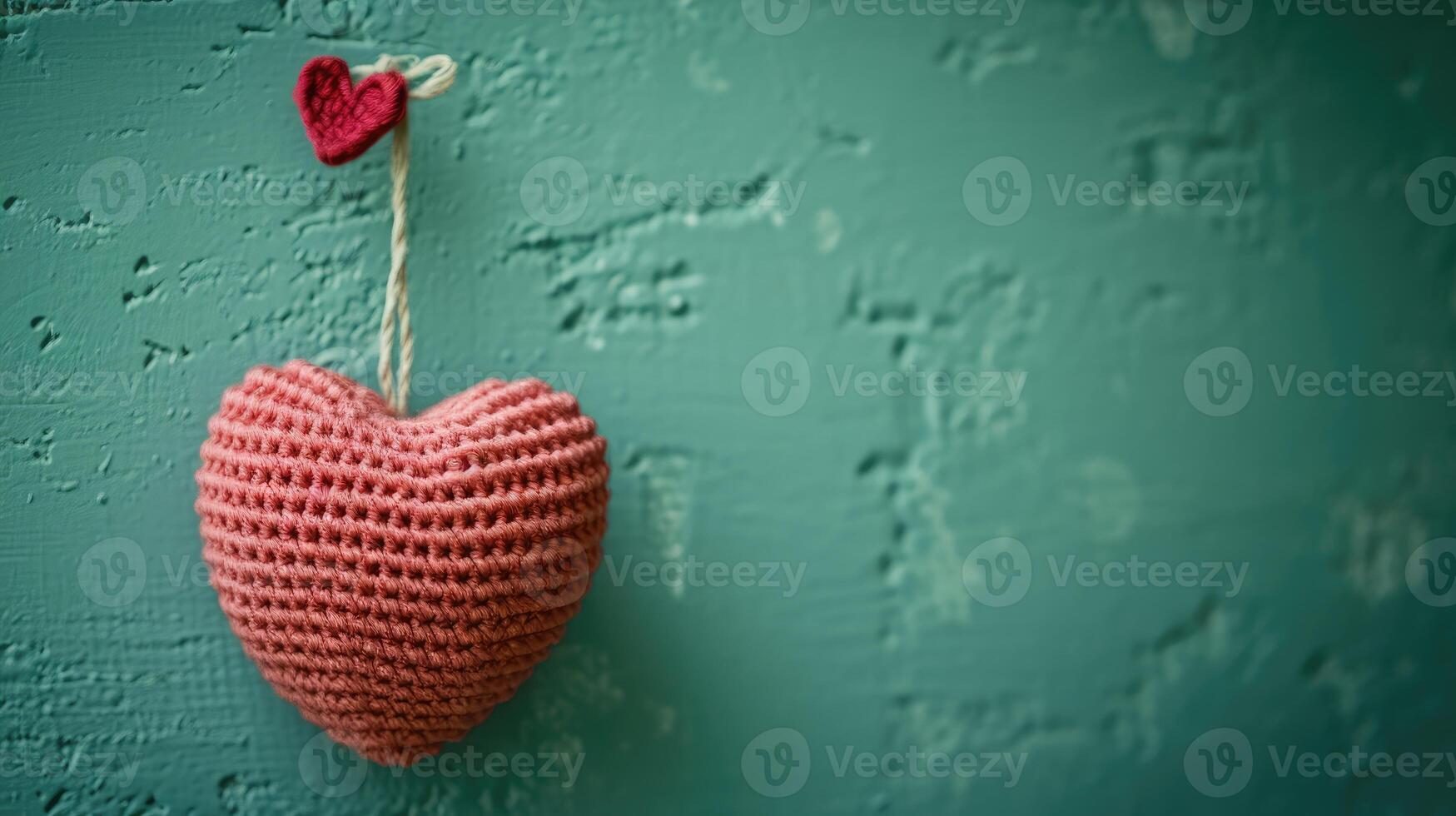 AI generated A Picture of a Crocheted Cute Heart, Ai Generated photo