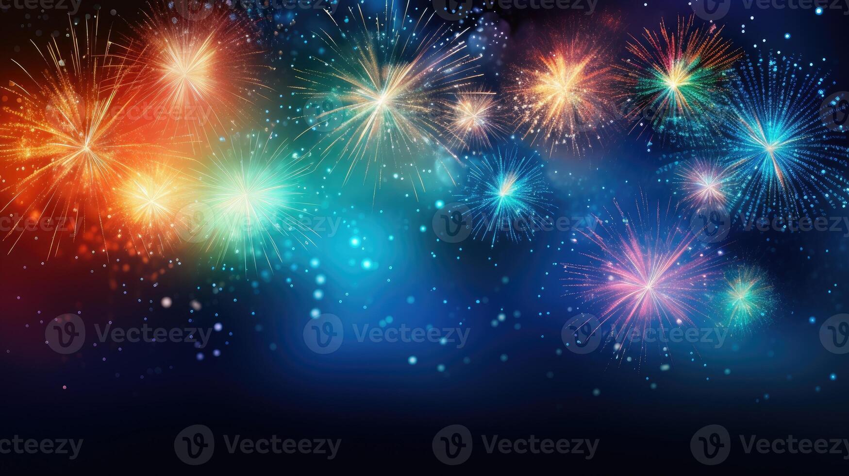 AI generated An abstract firework background offering free space for text, Ai Generated. photo