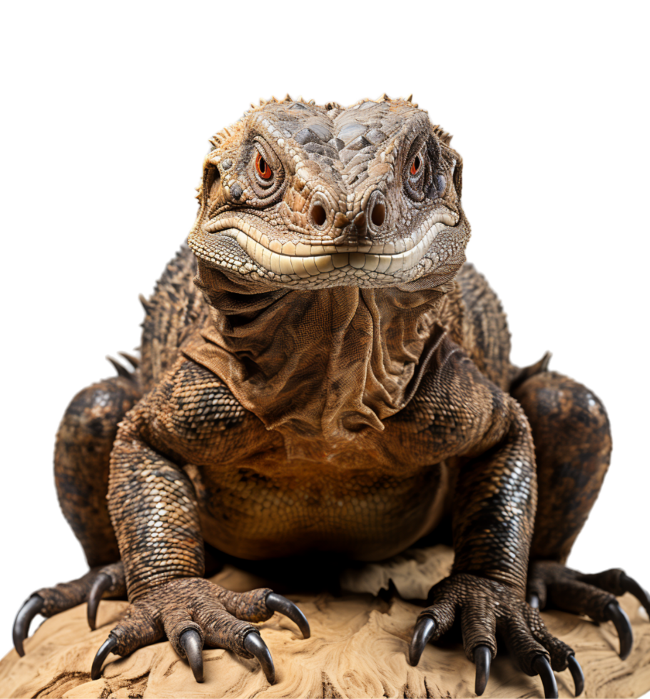 AI generated Komodo dragon portrait with transparent background, generative ai png