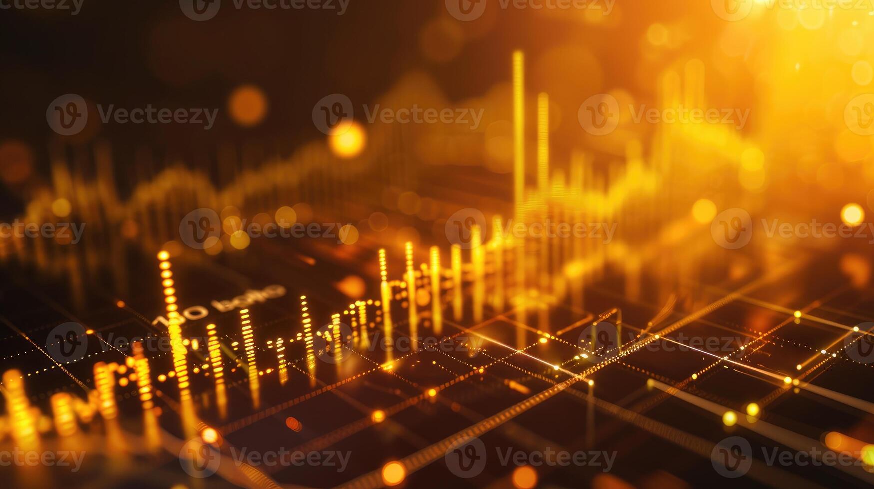 AI generated Financial growth and profit represented by a gold stock diagram on a background of economic finance, Ai Generated photo