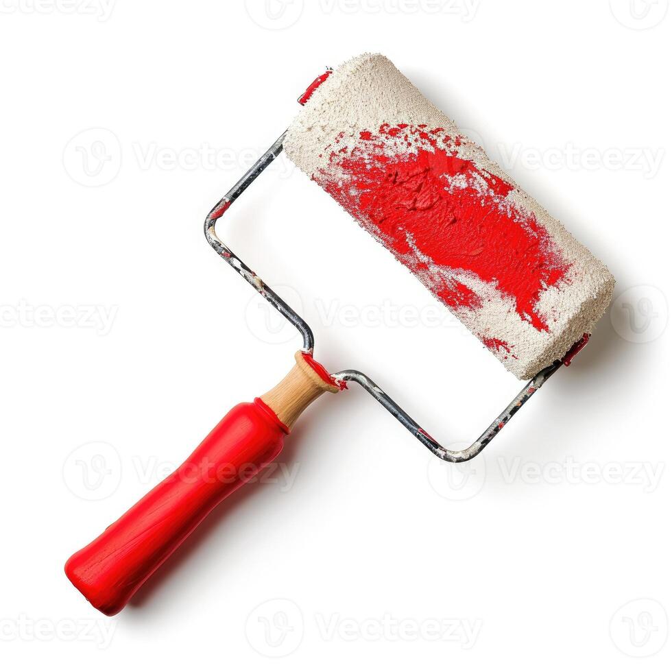 AI generated Loaded paint roller isolated on a white background, essential for painting projects, Ai Generated. photo