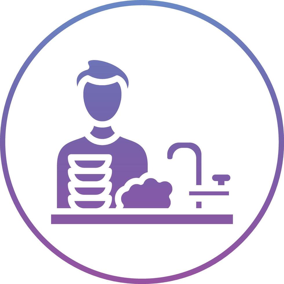Man Washing Dishes Vector Icon