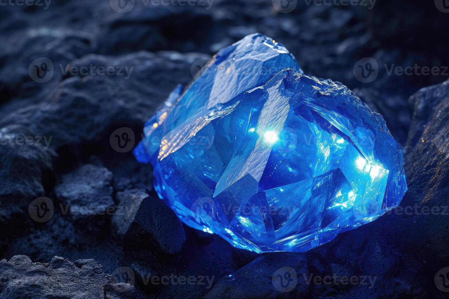 AI generated Explore the allure of the magical sapphire, a radiant blue gemstone. Ai Generated. photo