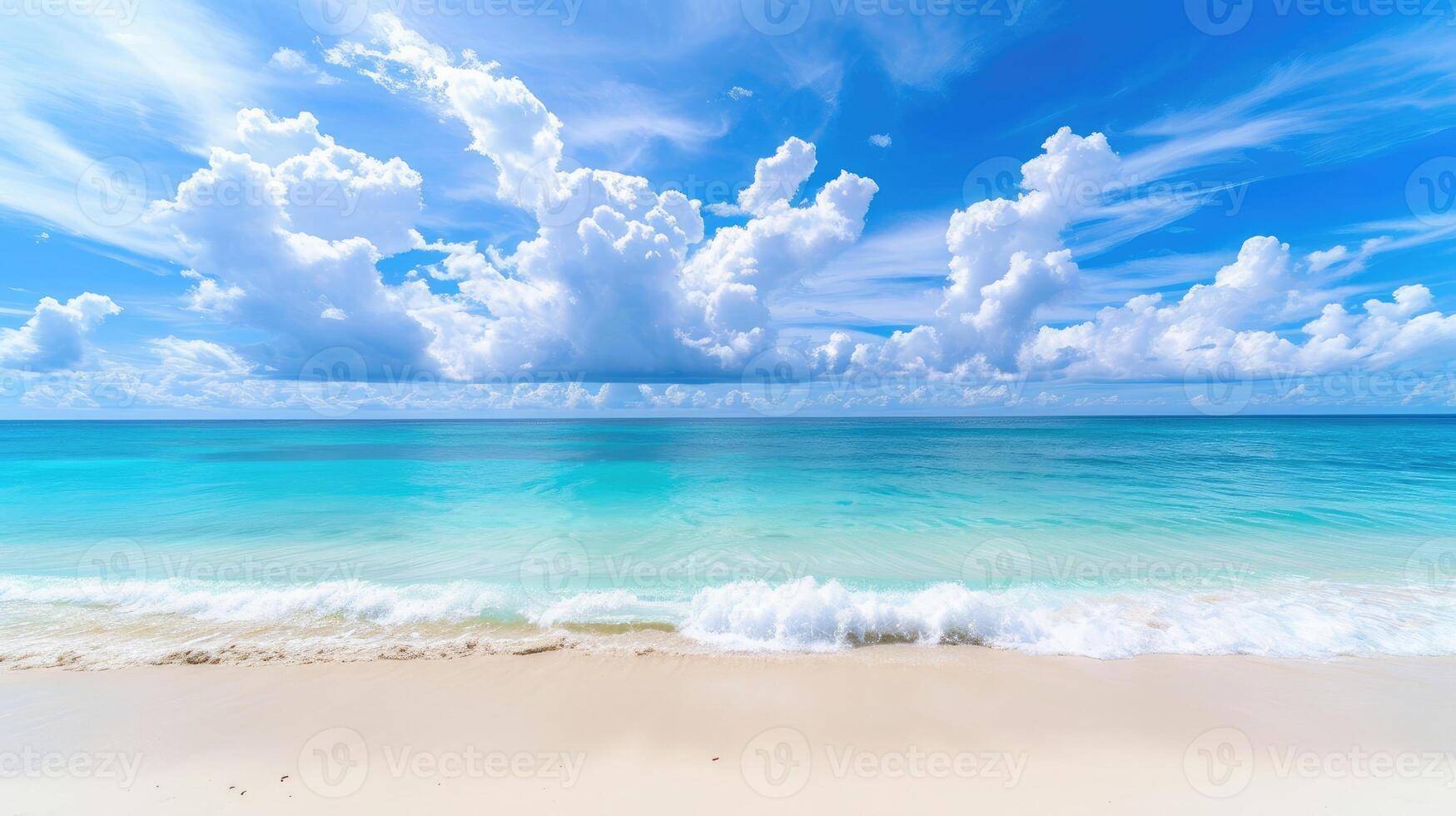 AI generated Scenic beach featuring pristine white sand, offering a serene and stunning escape, Ai Generated. photo