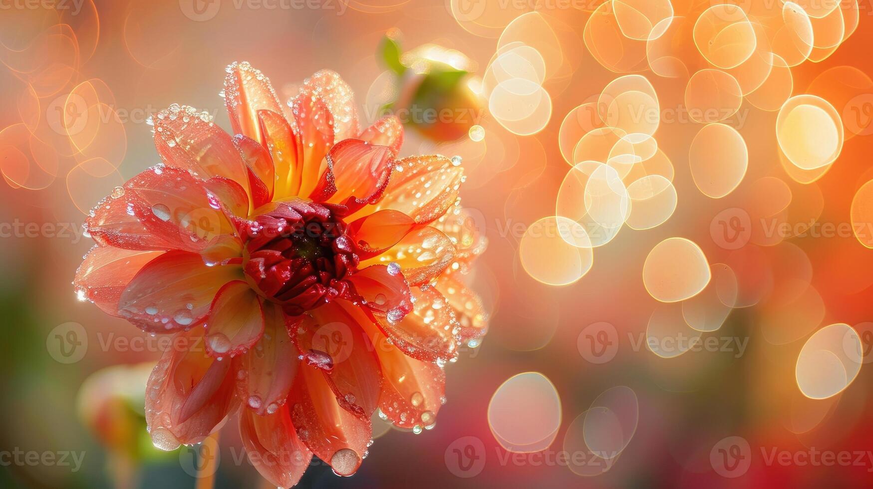 AI generated Capturing the beauty of a dew-kissed flower in mesmerizing macro photography against an abstract bokeh background, Ai Generated. photo