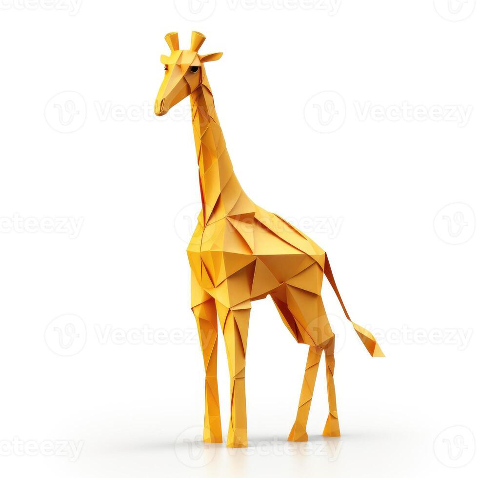 ai generado vistoso origami jirafa, único papel polígono obra de arte, ideal mascota concepto, ai generado foto