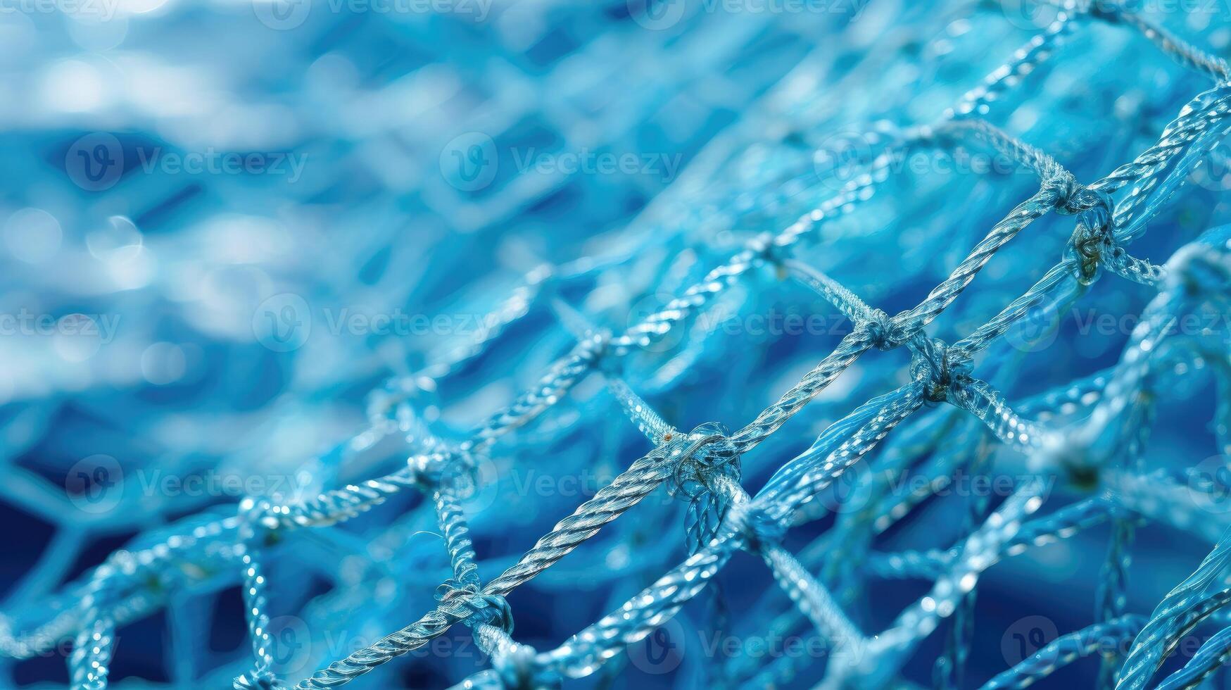 AI generated Explore the intricate pattern and texture of blue netting up close, adorned with delicate white elements, Ai Generated. photo