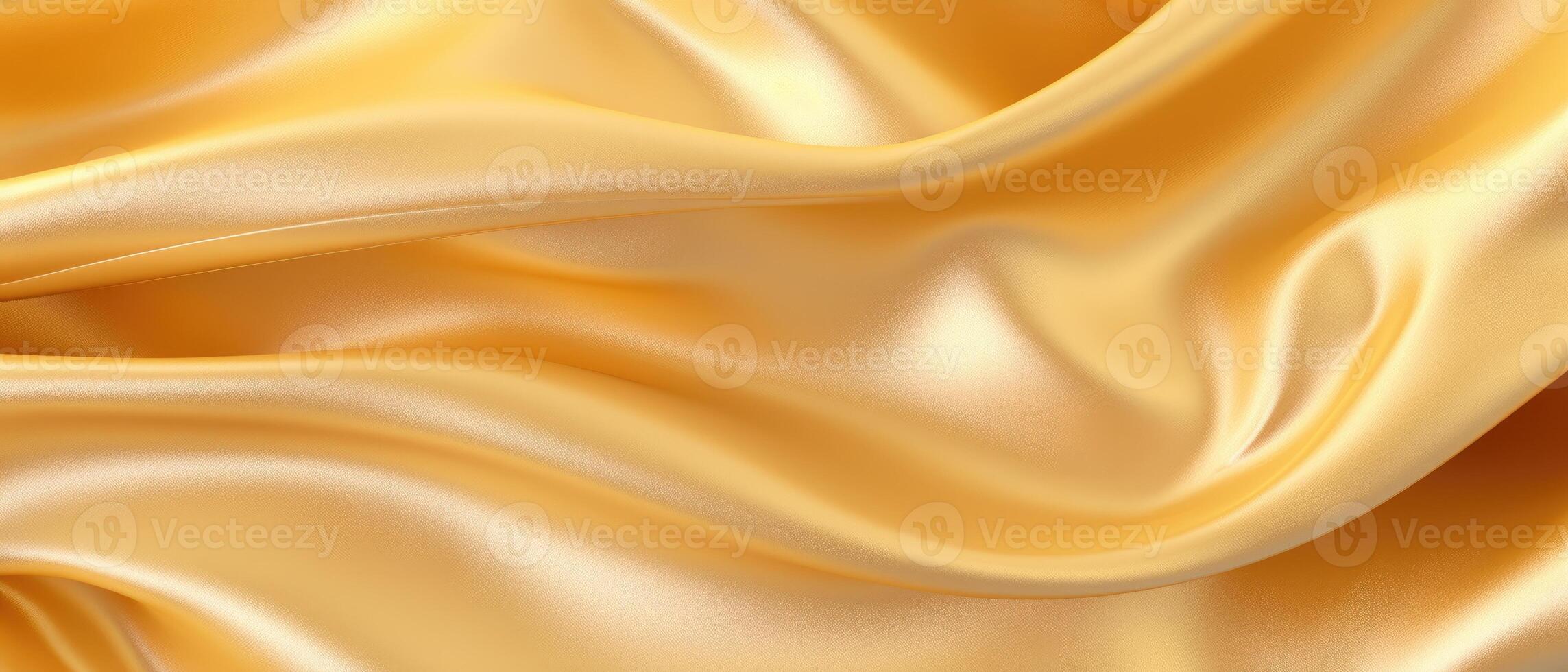 AI generated Golden shiny satin silk swirl wave liquid background for a panoramic banner. Luxurious and fluid, Ai Generated. photo