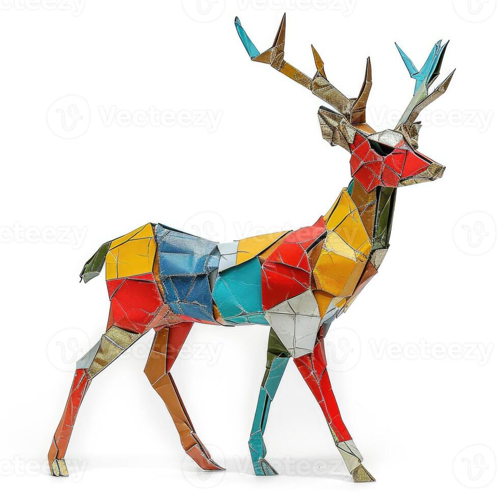 AI generated Colorful Origami deer, Unique Paper Polygon Artwork, Ideal Pet Concept, Ai Generated photo