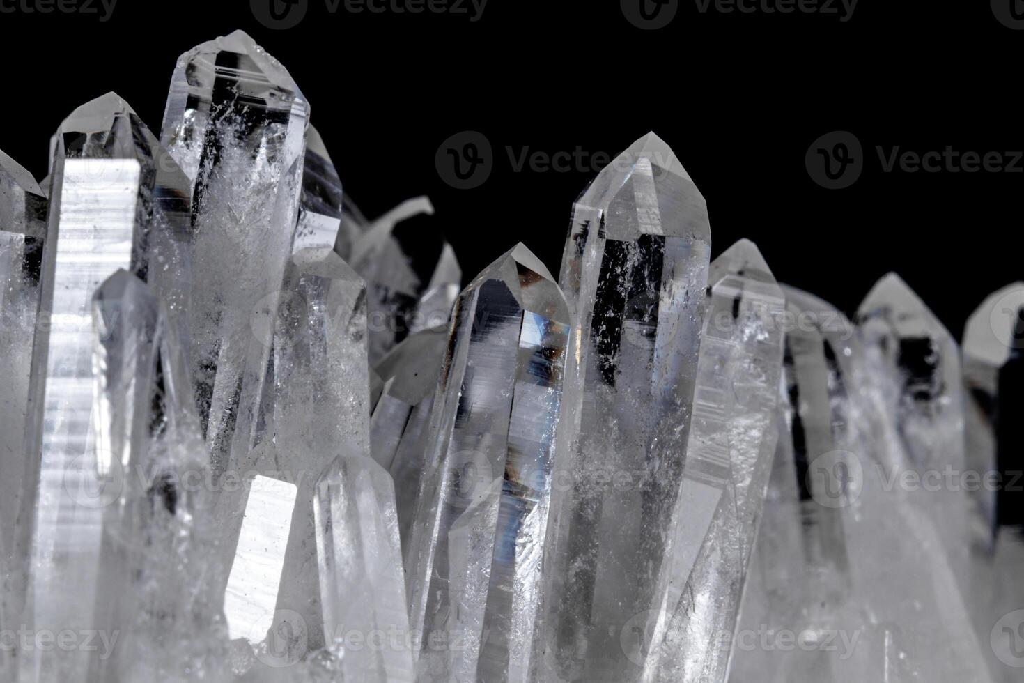 Macro Mineral Stone Rhinestone in Crystals on a Black Background photo