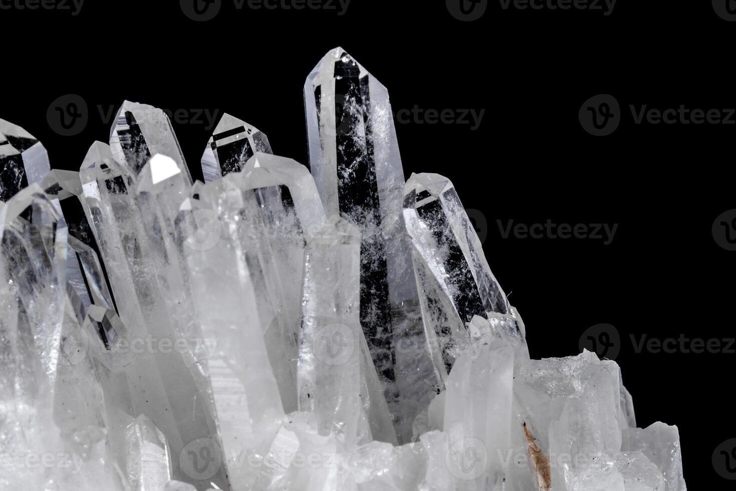 Macro Mineral Stone Rhinestone in Crystals on a Black Background photo