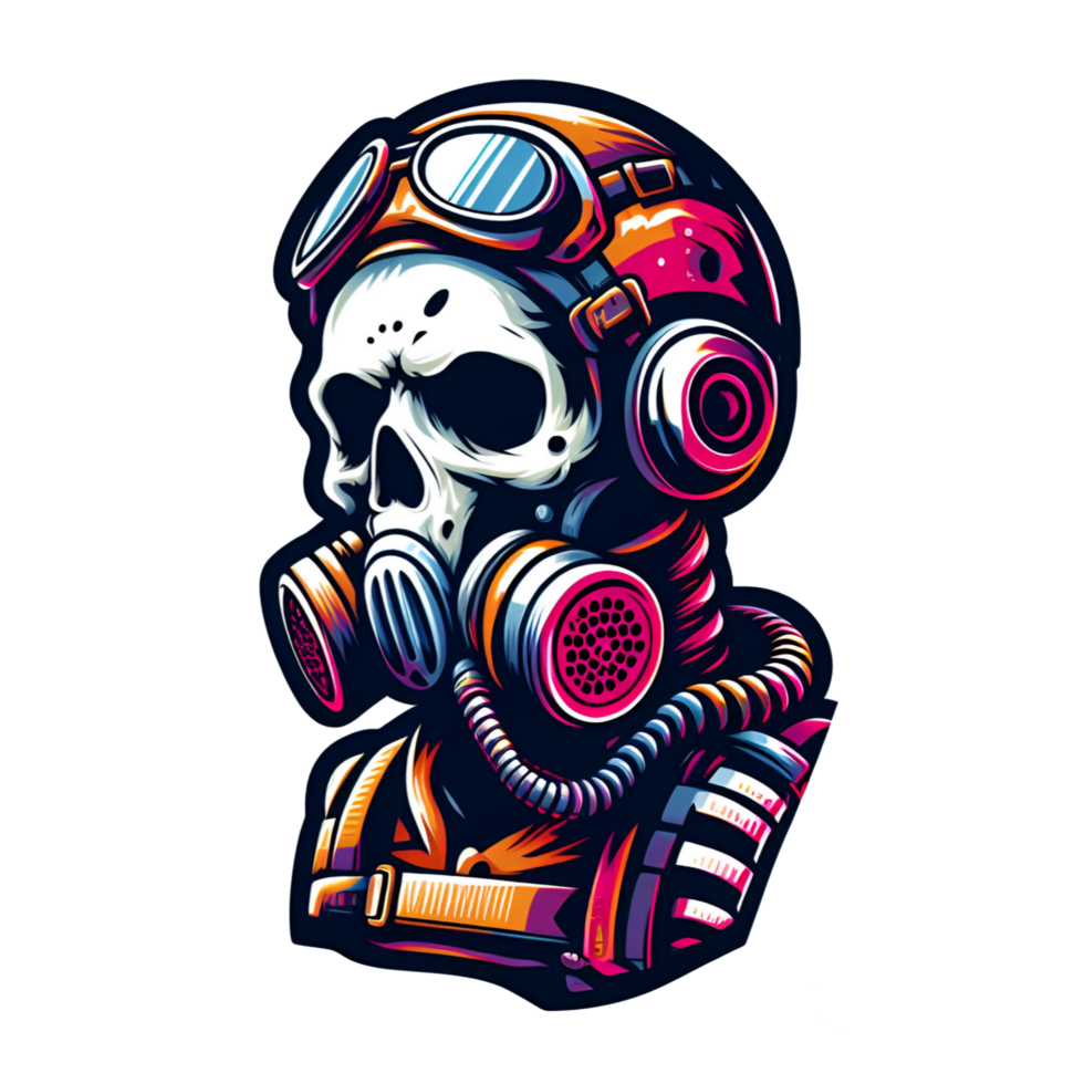 AI generated skull in a gas mask with goggles and helmet png