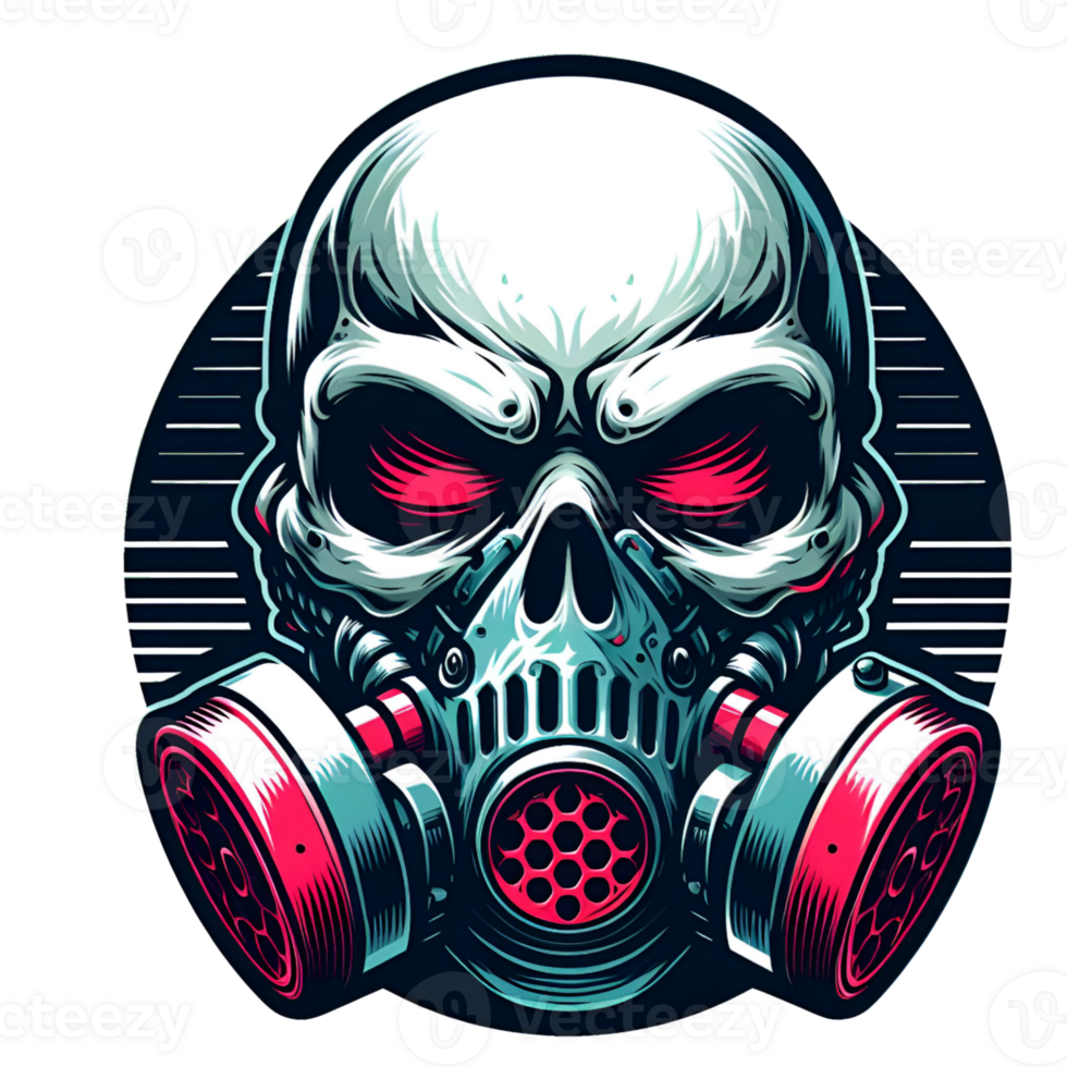 AI generated skull with gas mask on a transparent background png