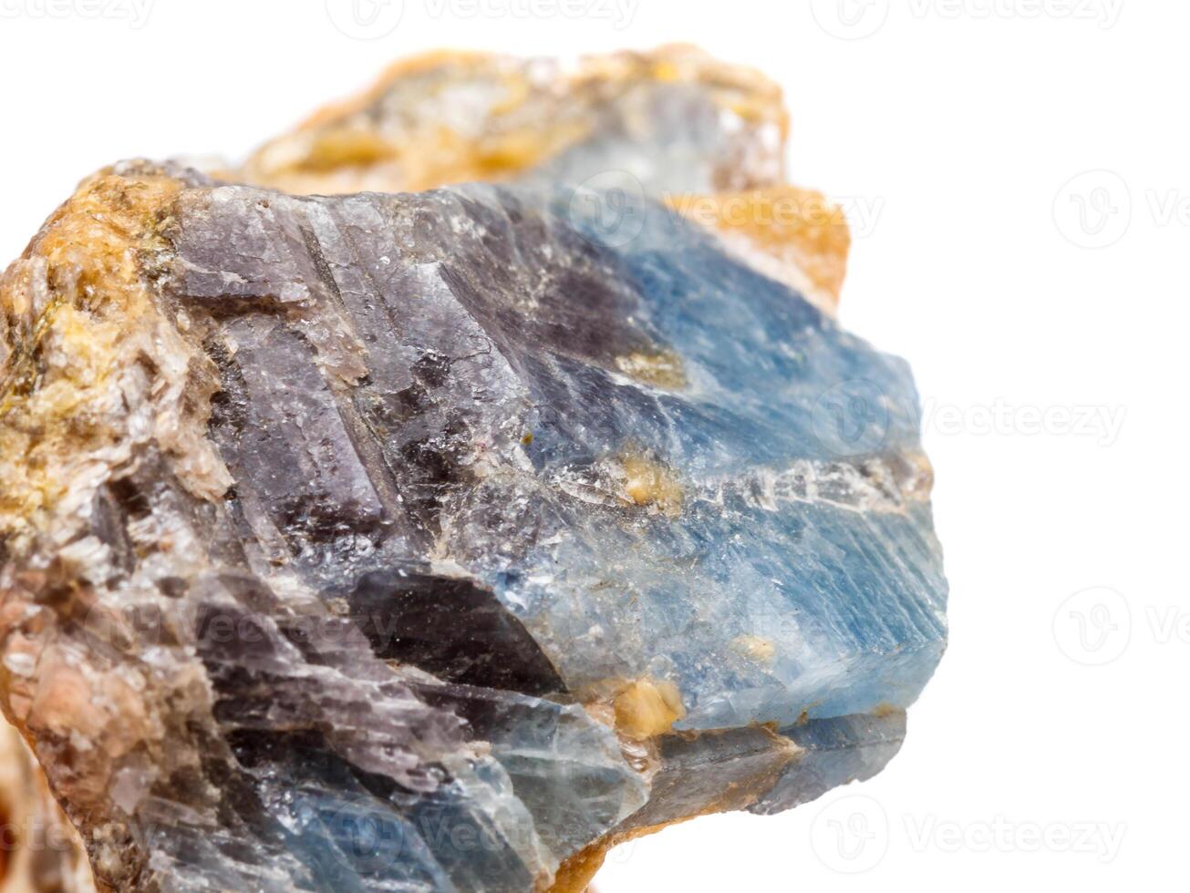 Macro mineral stone Corundum in rock a white background photo