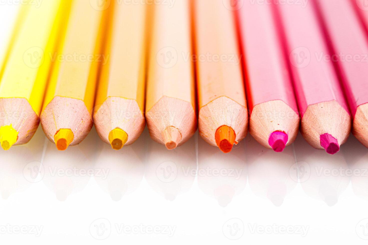 macro multicolored pencils on a white background photo