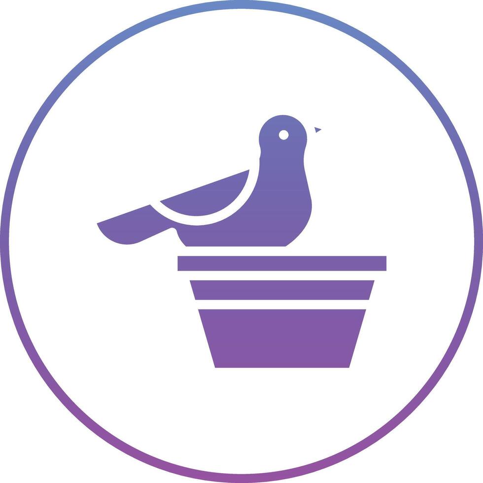 Bird on Flower Pot Vector Icon