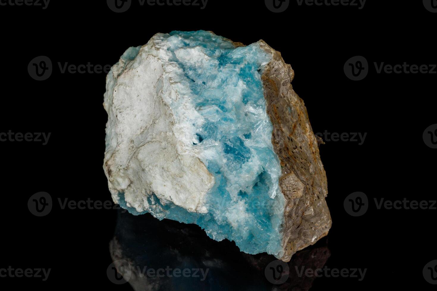 Macro stone cobalt calcite mineral on a black background photo