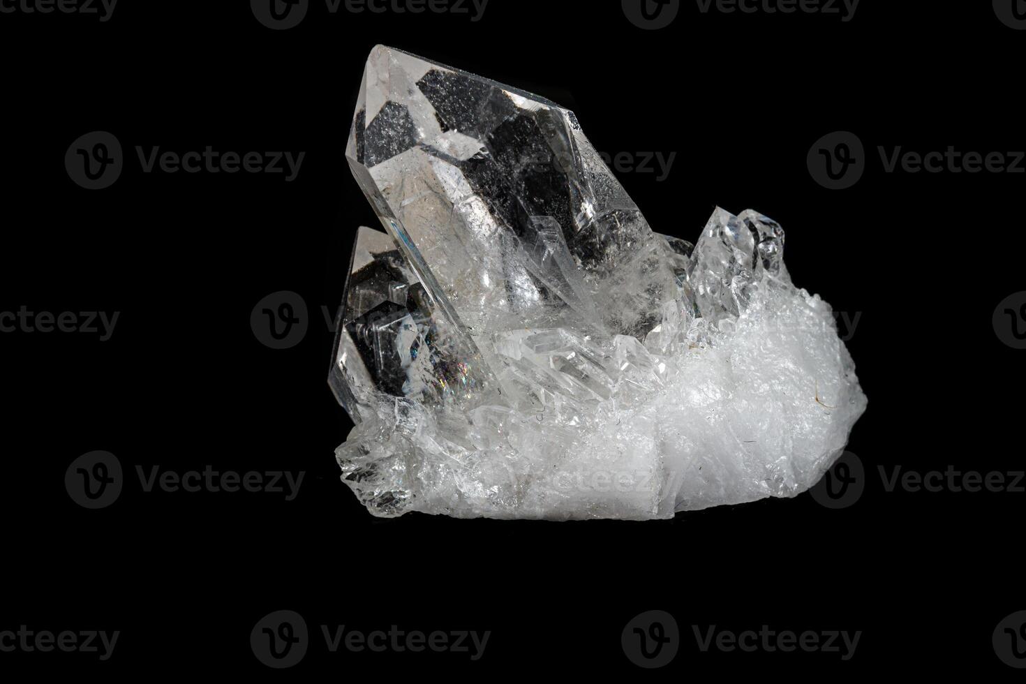 Macro mineral stone rhinestone, rock crystal on a black background photo