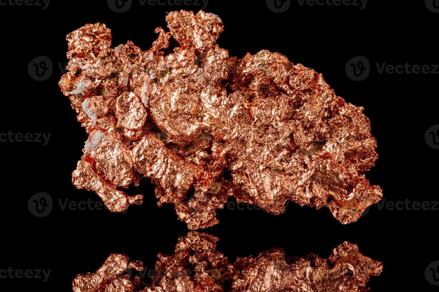Macro mineral stone Copper on black background photo